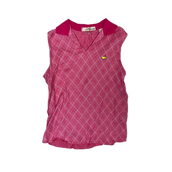 Magnolia	Lane Tops - Magnolia Lane Masters Sleeveless Golf Polo Tank Top Pink Plaid Women’s Medium
